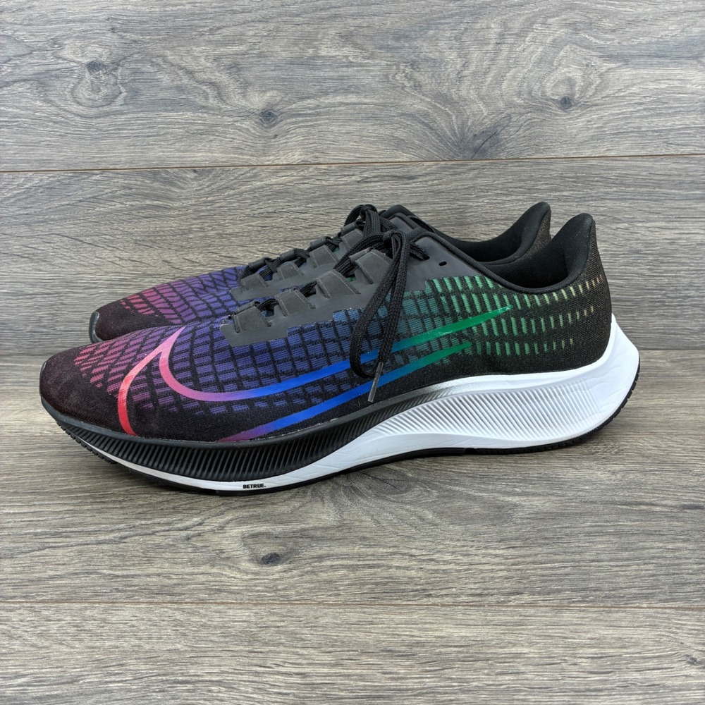 Nike Air Zoom Pegasus 37 BeTrue Running Shoes Rainbow Multi Mens Size 14